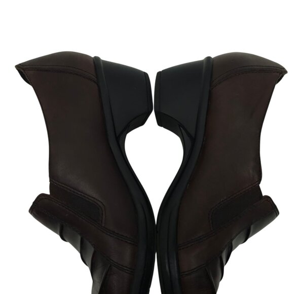 Clarks Partridge Block Heel Shoes Womens Size 9 Comfort Brown Leather Slip On - Picture 16 of 16